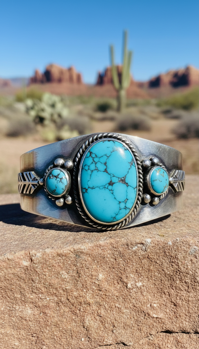 simple traditional Native American style turquoise bracelet